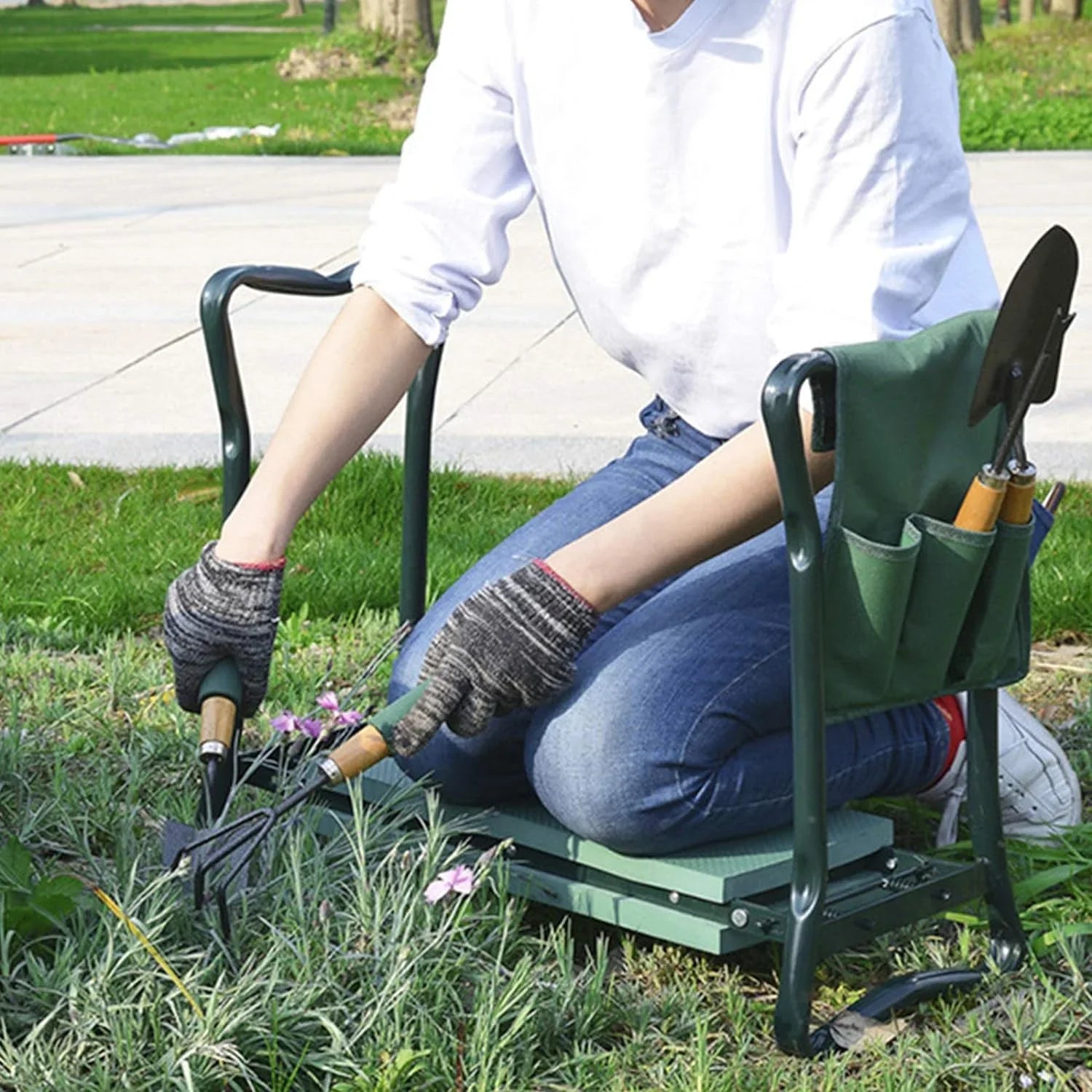 Foldable ComfortFlex Garden Kneeler & Bench With Tool Pouch Garden Rest
