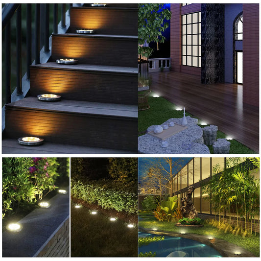 SolarLuxe: Solar Powered Ground Lights for Gardens and Stairs
